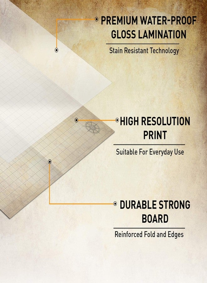 Melee Mats مجموعة خرائط بداية لعبة الاشتباك المباشر DND - 23 بوصة × 27 بوصة، وجهان، قابلة للمسح الجاف والرطب، شبكة تضاريس معركة لألعاب Dungeons and Dragons - مجموعة ألعاب لوحية مع ملحقات - Image 4